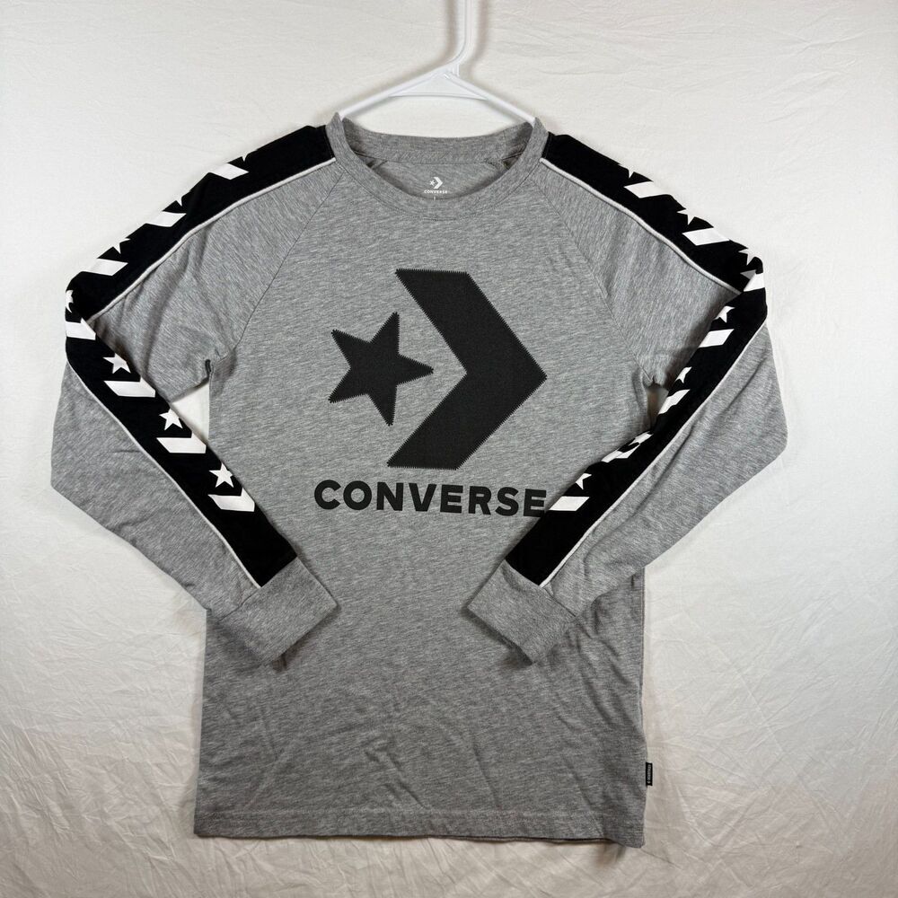 Converse Star Chevron Long Sleeve Tee Gray Boys Size L